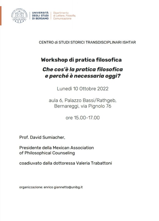 Che cos’è la pratica filosofica? Workshop presso UniBg